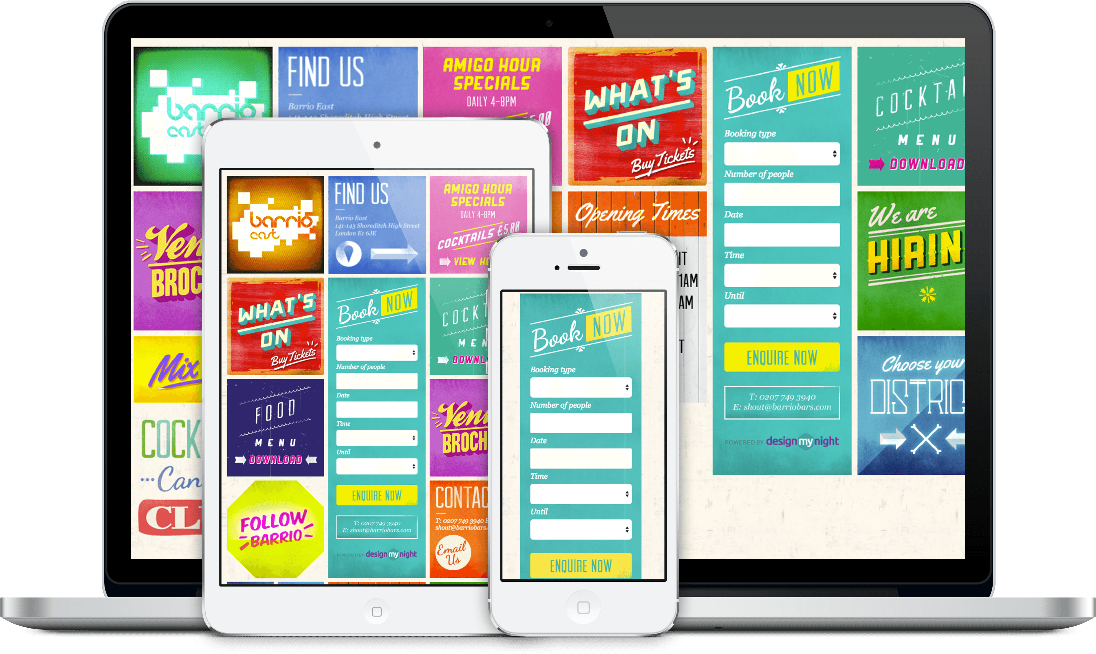 Multiple devices showing a partners booking widget on their website